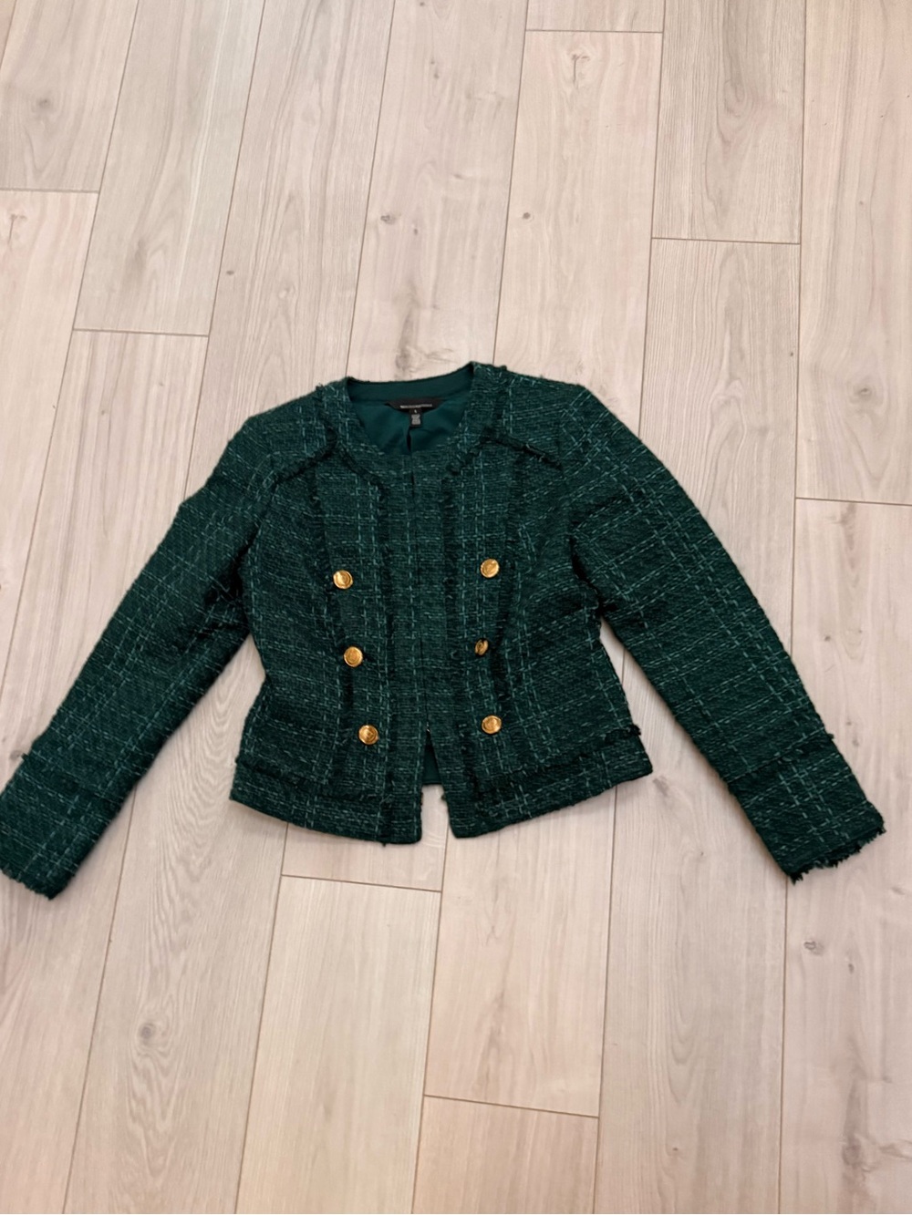 White House, Black Market Womens Brilliant Teal Tweed Jacket size 2 worn twice